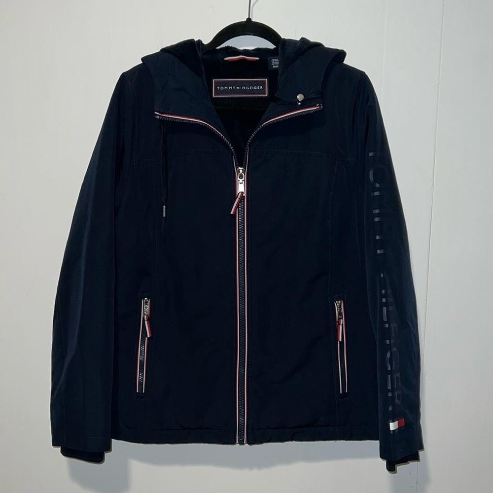 Tommy Hilfiger Navy Blue Hooded Stadium Jacket